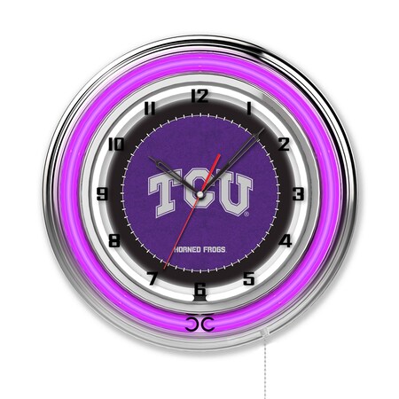 Texas Christian University Double Neon 19 Clock (TCU)